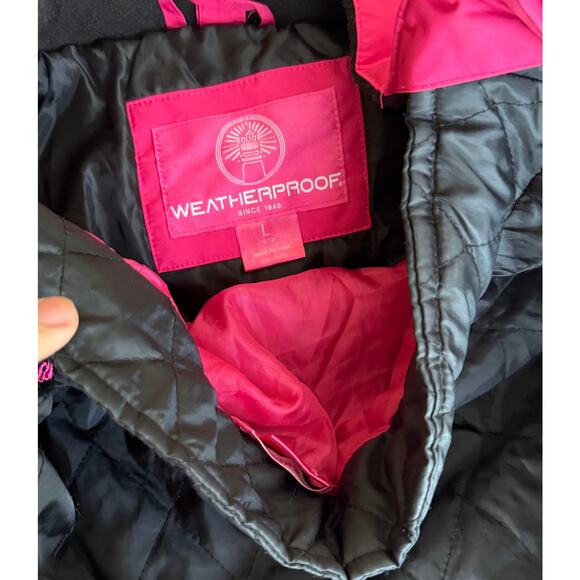 Weatherproof 3 In 1 Jacket Girls L (10-12) Pink Lined Pockets Hooded Full Zip - Picture 10 of 14